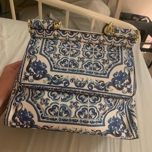 Blue & white mosaic fashion purse